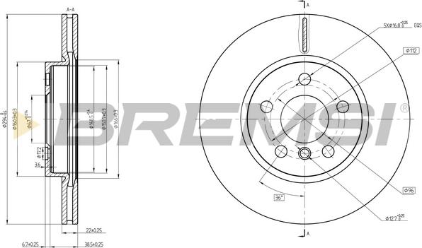 Bremsi CD8613V - Гальмівний диск autozip.com.ua