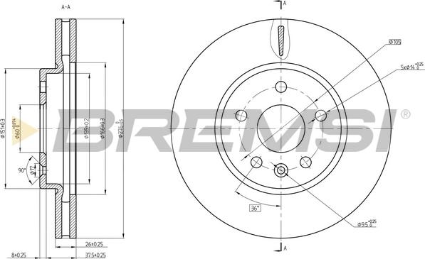 Bremsi CD8685V - Гальмівний диск autozip.com.ua