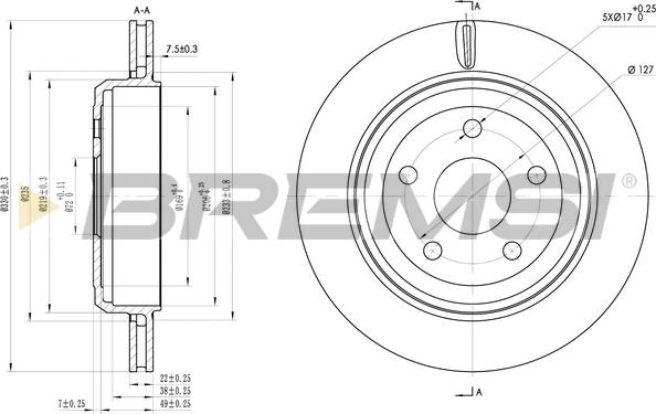 Bremsi CD8095V - Гальмівний диск autozip.com.ua