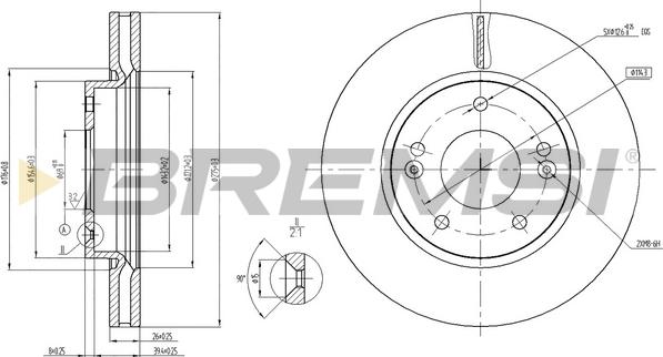 Bremsi CD8004V - Гальмівний диск autozip.com.ua