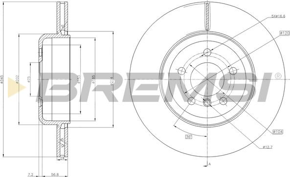 Bremsi CD8037V - Гальмівний диск autozip.com.ua