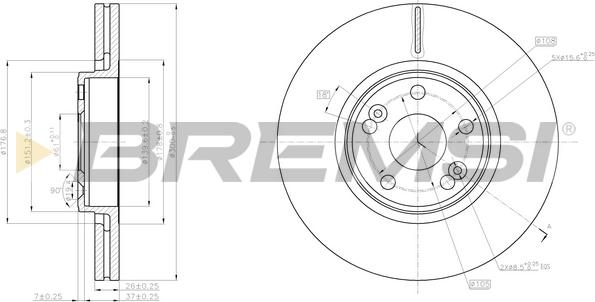 Bremsi CD8152V - Гальмівний диск autozip.com.ua