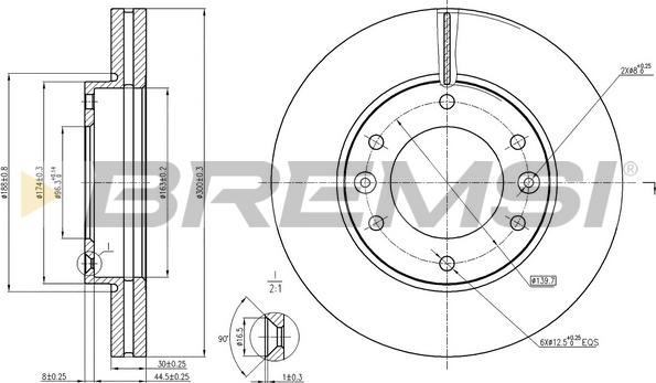 Bremsi CD8111V - Гальмівний диск autozip.com.ua