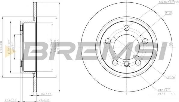 Bremsi CD8123S - Гальмівний диск autozip.com.ua