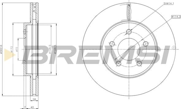 Bremsi CD8357V - Гальмівний диск autozip.com.ua