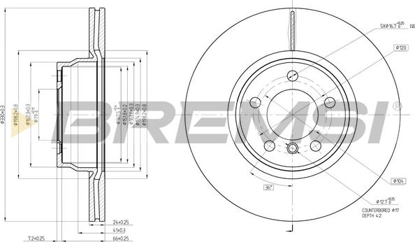 Bremsi CD8315V - Гальмівний диск autozip.com.ua