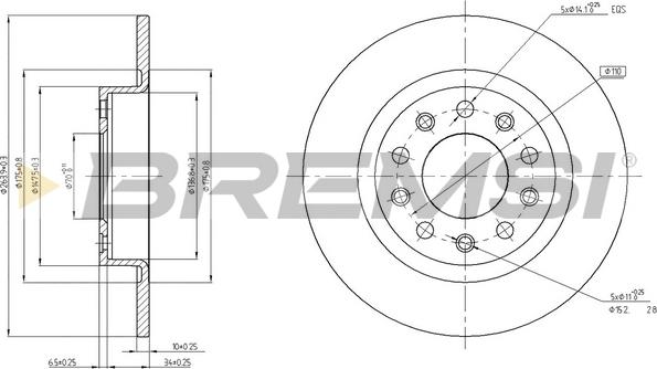 Bremsi CD8333S - Гальмівний диск autozip.com.ua