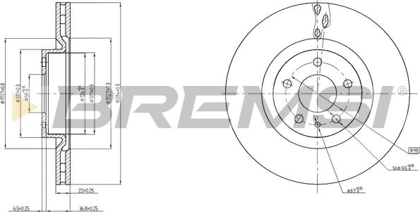 Bremsi CD8329V - Гальмівний диск autozip.com.ua