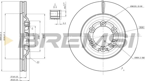 Bremsi CD8372V - Гальмівний диск autozip.com.ua