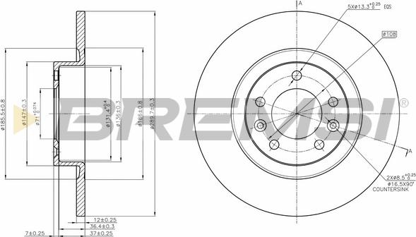 Bremsi CD8297S - Гальмівний диск autozip.com.ua