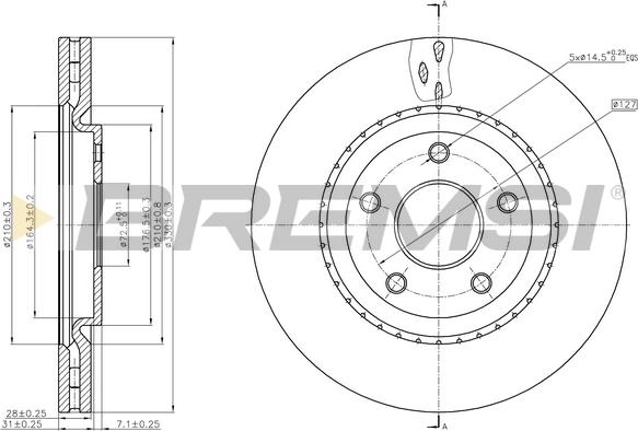 Bremsi CD8216V - Гальмівний диск autozip.com.ua