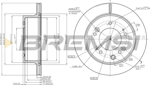 Bremsi CD8285V - Гальмівний диск autozip.com.ua