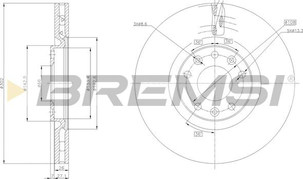 Bremsi CD8237V - Гальмівний диск autozip.com.ua