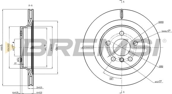 Bremsi CD8763V - Гальмівний диск autozip.com.ua