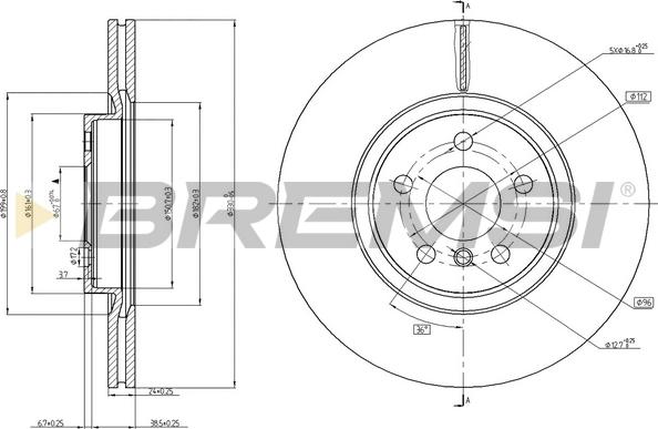 Bremsi CD8762V - Гальмівний диск autozip.com.ua