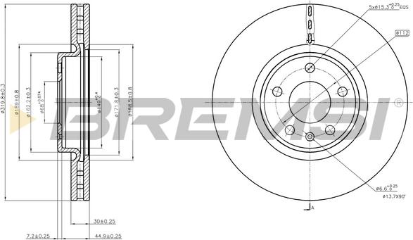 Bremsi CD7996V - Гальмівний диск autozip.com.ua