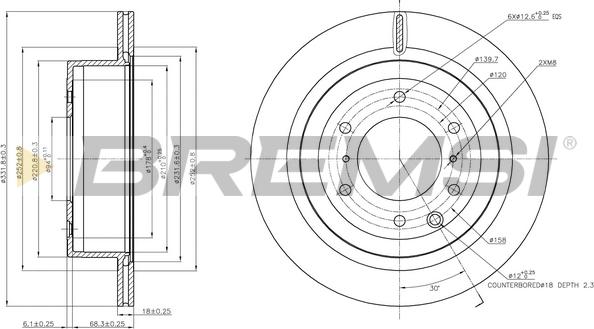 Bremsi CD7965V - Гальмівний диск autozip.com.ua