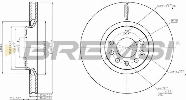 Bremsi CD7904V - Гальмівний диск autozip.com.ua