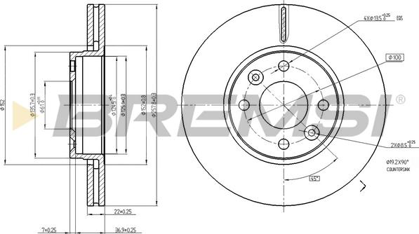 Bremsi CD7978V - Гальмівний диск autozip.com.ua