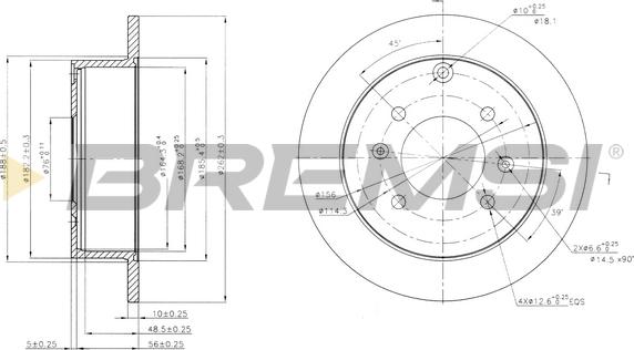 Bremsi CD7448S - Гальмівний диск autozip.com.ua