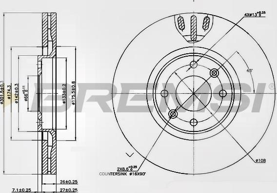 Bremsi CD7442V - Гальмівний диск autozip.com.ua