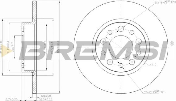 Bremsi CD7452S - Гальмівний диск autozip.com.ua