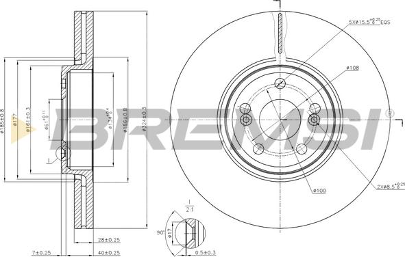 Bremsi CD7405V - Гальмівний диск autozip.com.ua