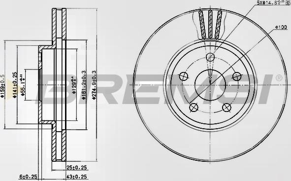 Bremsi CD7484V - Гальмівний диск autozip.com.ua