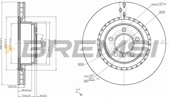 Bremsi CD7435V - Гальмівний диск autozip.com.ua