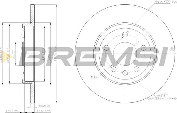 Bremsi CD7423S - Гальмівний диск autozip.com.ua