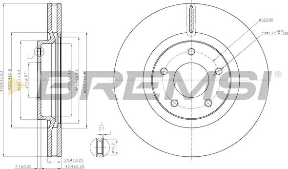 Bremsi CD7478V - Гальмівний диск autozip.com.ua