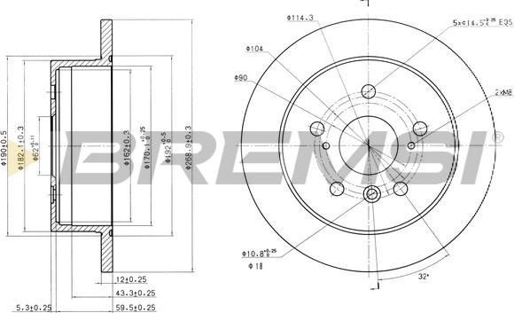 Bremsi CD7598S - Гальмівний диск autozip.com.ua