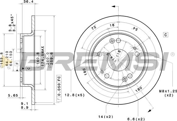 Bremsi CD7558S - Гальмівний диск autozip.com.ua