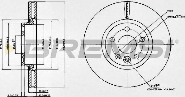 Bremsi CD7567V - Гальмівний диск autozip.com.ua