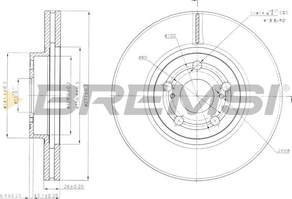 Bremsi CD7508V - Гальмівний диск autozip.com.ua