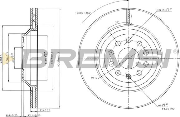 Bremsi CD7503V - Гальмівний диск autozip.com.ua