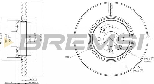 Bremsi CD7513V - Гальмівний диск autozip.com.ua