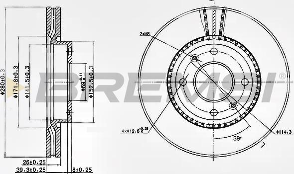 Bremsi CD7522V - Гальмівний диск autozip.com.ua