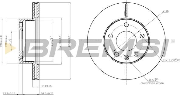 Bremsi CD7643V - Гальмівний диск autozip.com.ua
