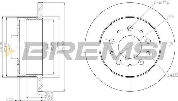 Bremsi CD7653S - Гальмівний диск autozip.com.ua