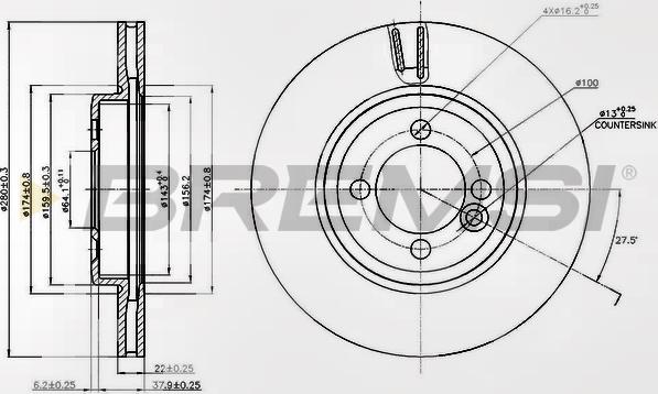 Bremsi CD7617V - Гальмівний диск autozip.com.ua