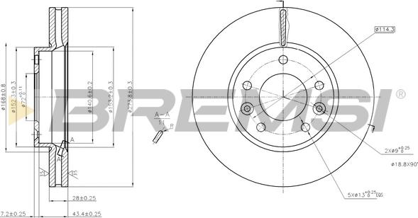 Bremsi CD7629V - Гальмівний диск autozip.com.ua