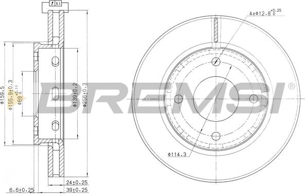 Bremsi CD7621V - Гальмівний диск autozip.com.ua