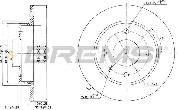 Bremsi CD7622S - Гальмівний диск autozip.com.ua