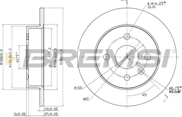 Bremsi CD7043S - Гальмівний диск autozip.com.ua