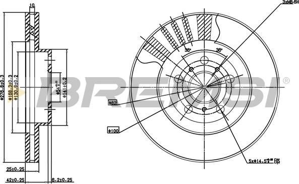 Bremsi CD7055V - Гальмівний диск autozip.com.ua