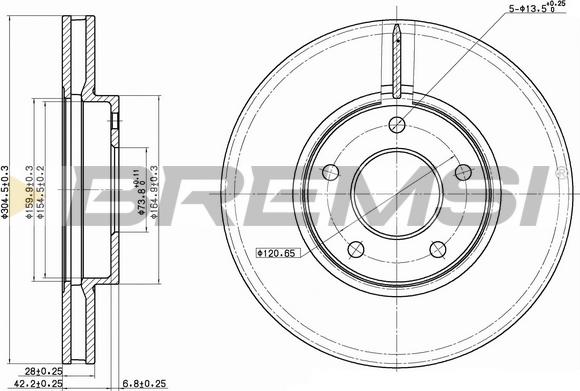 Bremsi CD7069V - Гальмівний диск autozip.com.ua