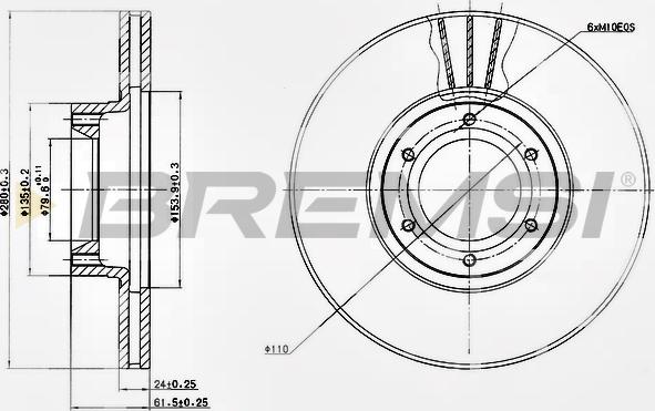 Bremsi CD7067V - Гальмівний диск autozip.com.ua