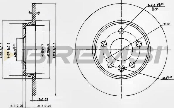 Bremsi CD7012S - Гальмівний диск autozip.com.ua