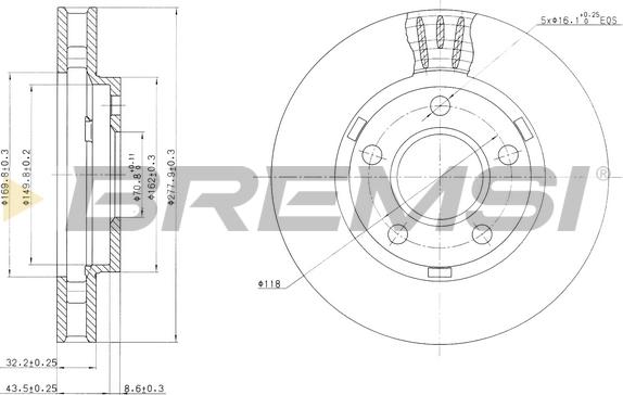 Bremsi CD7030V - Гальмівний диск autozip.com.ua